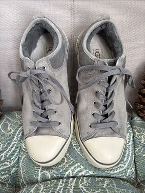 UGG Gray Suede High-Top Lace Sneakers